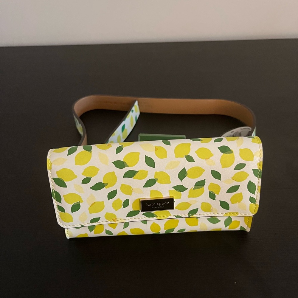 Kate Spade Yellow and Green Lemon Print belt bag.